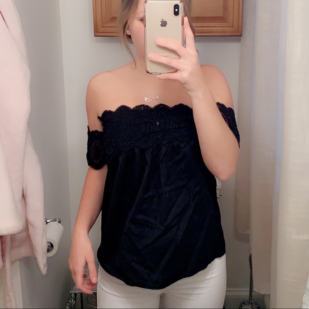 Black off the shoulder top